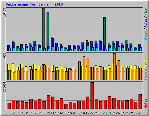 Daily usage for January 2016
