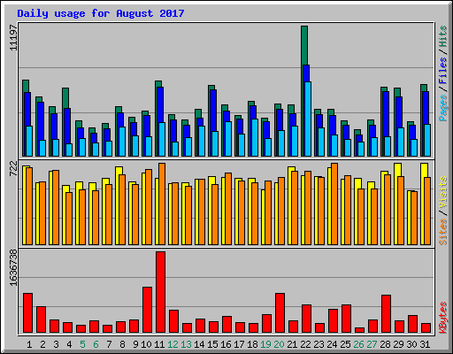 Daily usage for August 2017