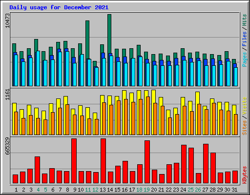 Daily usage for December 2021