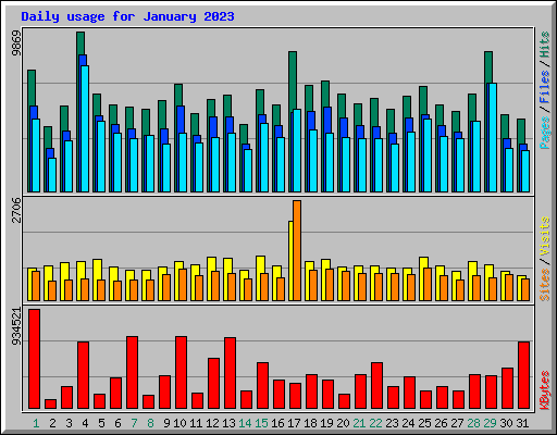 Daily usage for January 2023
