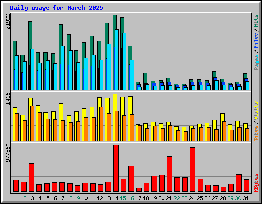 Daily usage for March 2025
